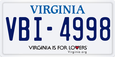VA license plate VBI4998