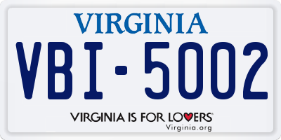 VA license plate VBI5002