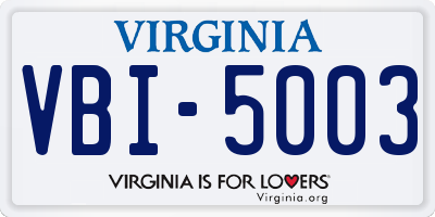 VA license plate VBI5003