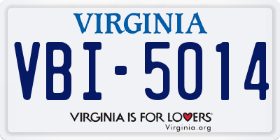 VA license plate VBI5014