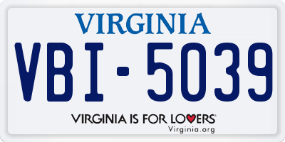 VA license plate VBI5039