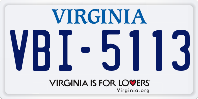 VA license plate VBI5113
