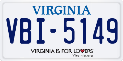 VA license plate VBI5149