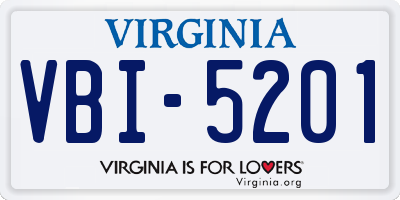 VA license plate VBI5201