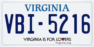 VA license plate VBI5216