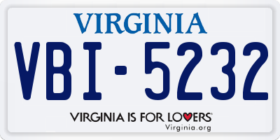 VA license plate VBI5232