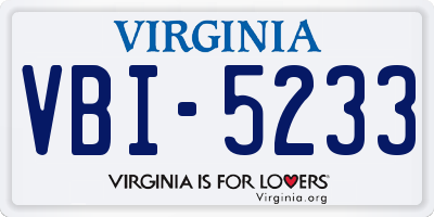VA license plate VBI5233