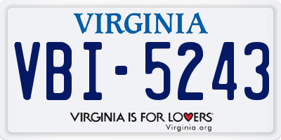 VA license plate VBI5243