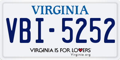 VA license plate VBI5252
