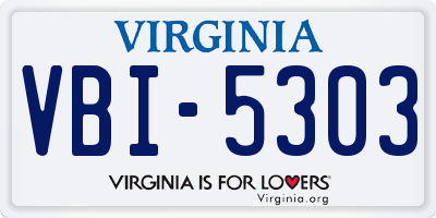 VA license plate VBI5303