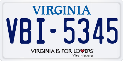 VA license plate VBI5345
