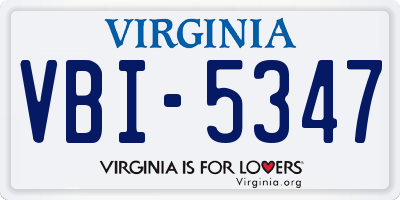VA license plate VBI5347