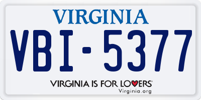 VA license plate VBI5377