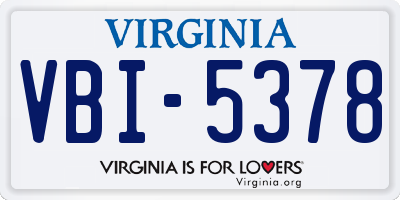 VA license plate VBI5378