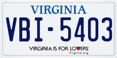 VA license plate VBI5403