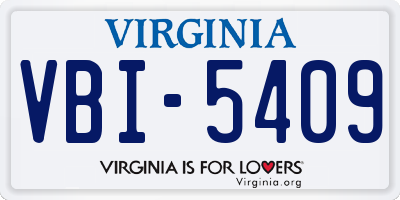 VA license plate VBI5409