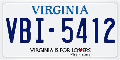 VA license plate VBI5412