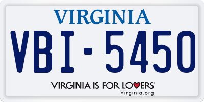 VA license plate VBI5450