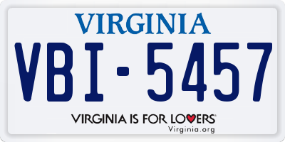 VA license plate VBI5457
