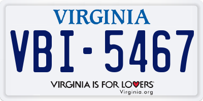 VA license plate VBI5467
