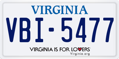 VA license plate VBI5477