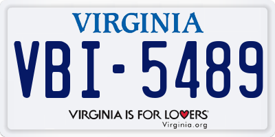 VA license plate VBI5489