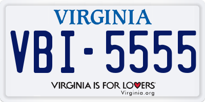 VA license plate VBI5555