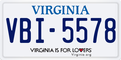 VA license plate VBI5578