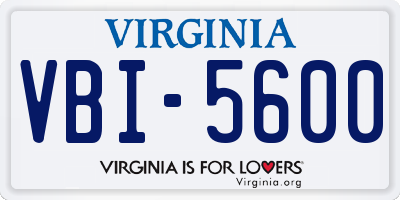 VA license plate VBI5600