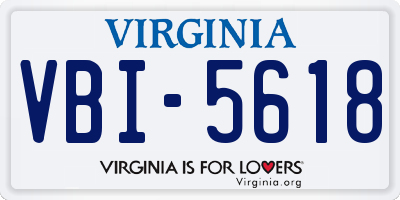 VA license plate VBI5618