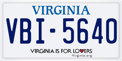 VA license plate VBI5640