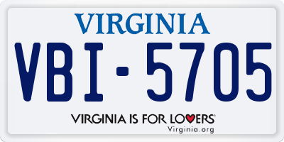 VA license plate VBI5705