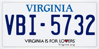 VA license plate VBI5732