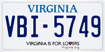 VA license plate VBI5749