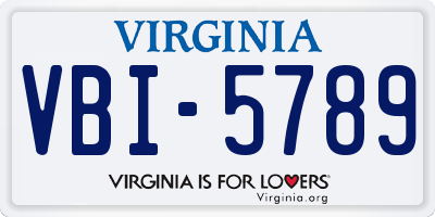 VA license plate VBI5789