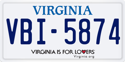 VA license plate VBI5874