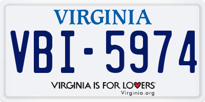 VA license plate VBI5974