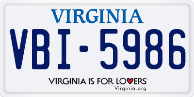 VA license plate VBI5986