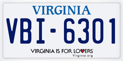 VA license plate VBI6301
