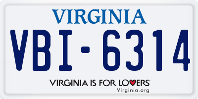 VA license plate VBI6314