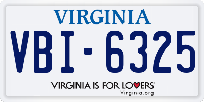 VA license plate VBI6325
