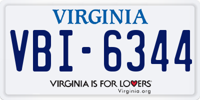 VA license plate VBI6344