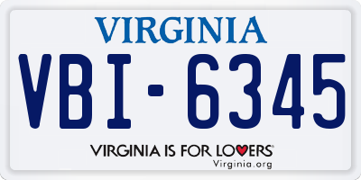 VA license plate VBI6345