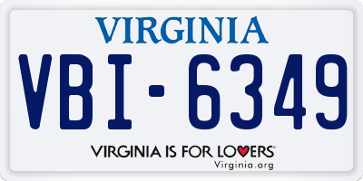 VA license plate VBI6349