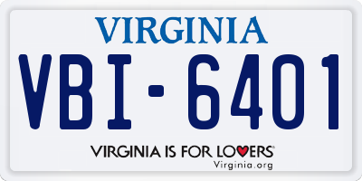 VA license plate VBI6401