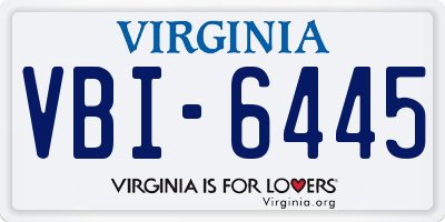 VA license plate VBI6445