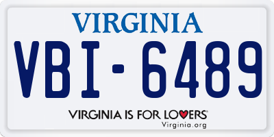 VA license plate VBI6489