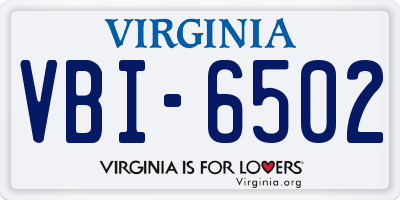 VA license plate VBI6502