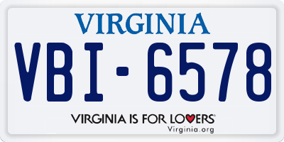 VA license plate VBI6578