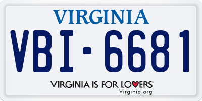 VA license plate VBI6681